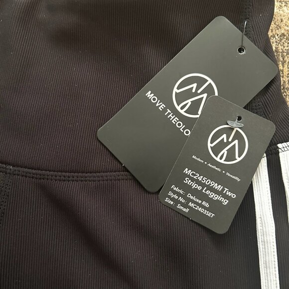 NWT Move Theology Deluxe Rib Fabric Two Stripe Legging Size S - Picture 6 of 8